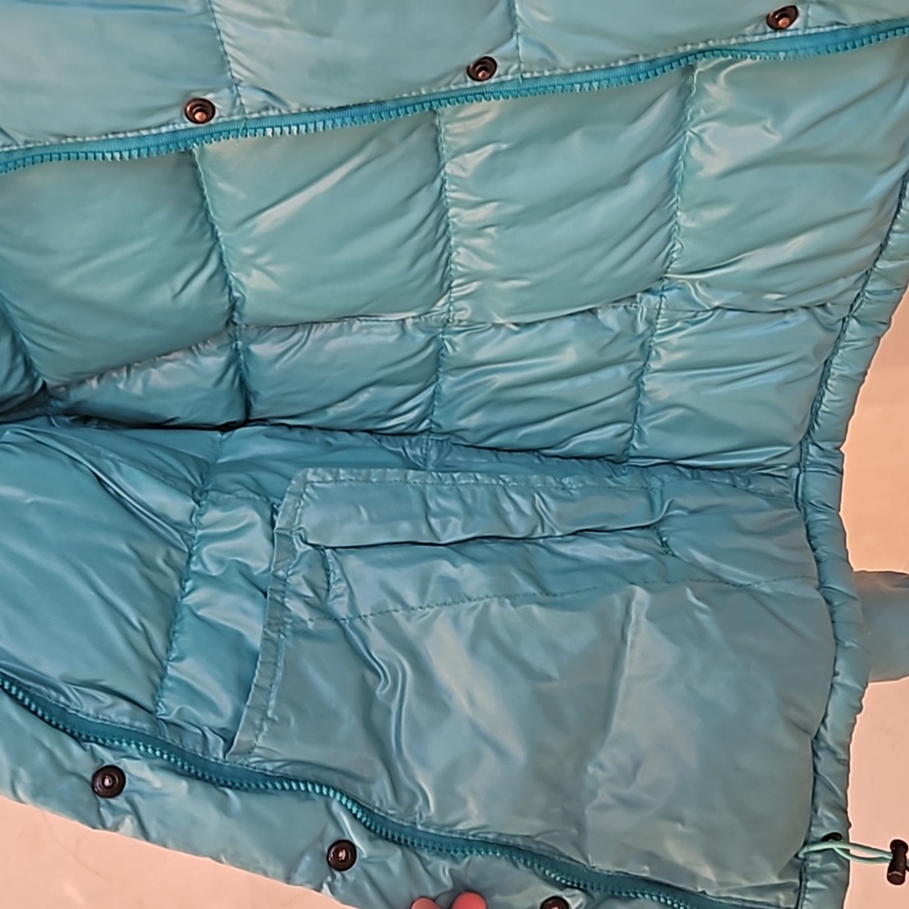 WOMENS AUTHENTIC MONCLER TURQUOISE BLUE GREEN PUFFER COAT JACKET $1250 SZ 2 (M) - Picture 7 of 10